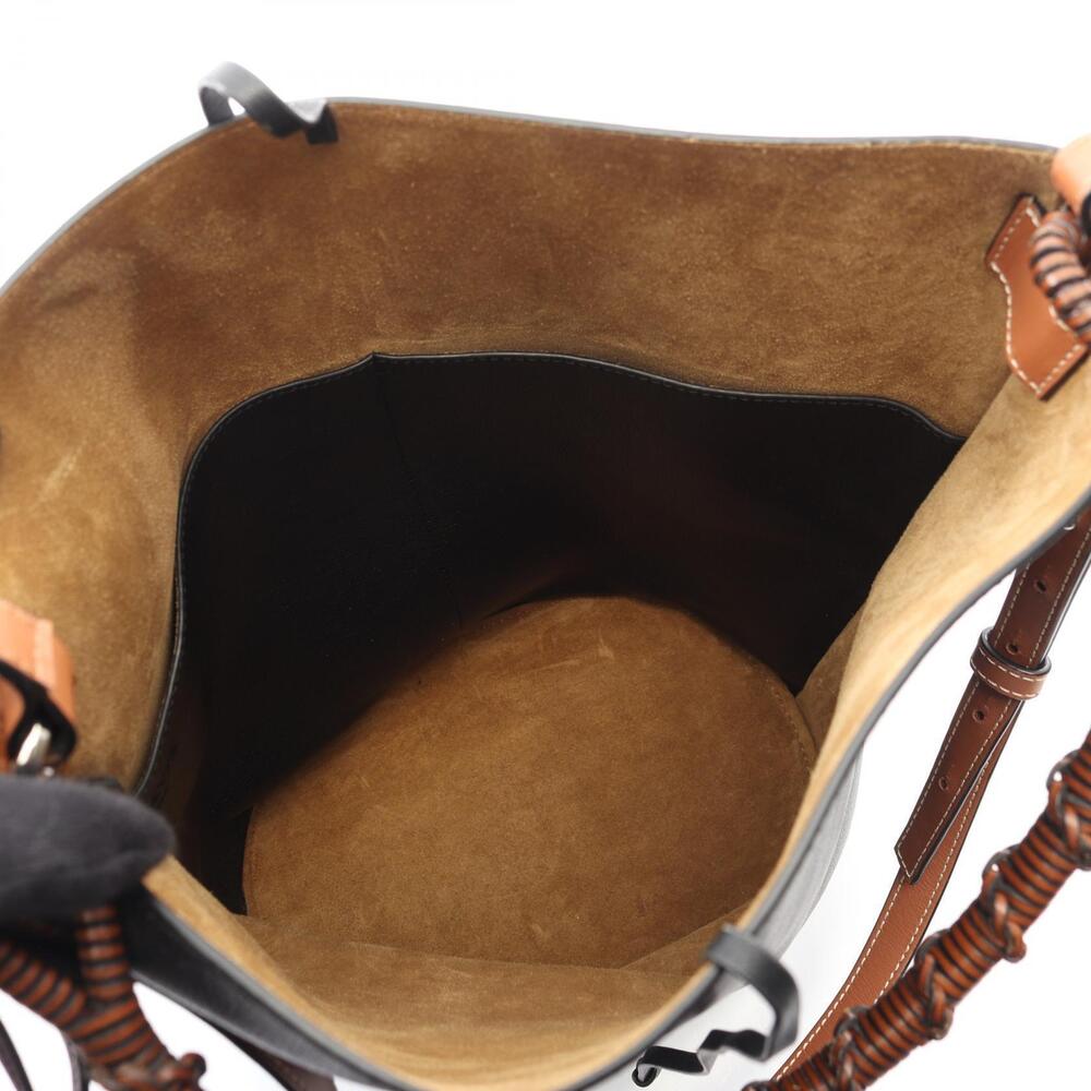Loewe Handbag Leather Black Bucket Gate Brown